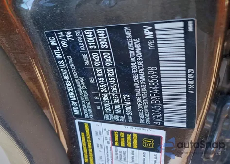 2015 Mercedes-Benz Ml 350 z USA, uszkodzony, nr VIN 4JGDA5JB9FA485698